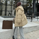 Hooded Waist Down Jacket Female 2024 Winter Sweet And Thick White Duck Velvet Show Thin Small Pie To Overcome The Coat Tide-Outfit