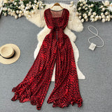 Toloer Ins Goddess Temperament Square Collar Sleeveless Jumpsuit Summer New Waist Show Thin Loose Big Wide Leg