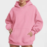 Toloer Coat Women's New Fashion Pure Color Loose Casual Temperament Long-Sleeved Hooded Winter Hoodie