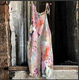 Summer Slub Linen Vintage Print Wide