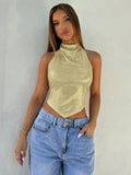 Collar Hanging Neck-Laught Sling With Metallic Luster Repair Vest Outside The Hot Girl Trend Girl