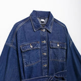 Women's Clothing 2025 Spring New Women's Waist Strap To The Waist Collar Denim