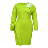High-End Atmospheric Banquet Evening Dress Personality Long-Sleeved Lotus Leaf Dress