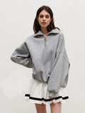 Hoodie 2024 Autumn Winter Female Neutral Fashion Street Trend Loose Lapel Zipper Hoodie-Outfit