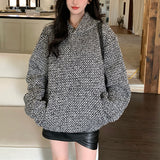 Toloer Small Sweet Hooded Hoodie Men And Women Spring And Autumn New Design Sense Tweed Woven Hooded Jacket
