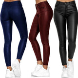 High Waist Casual Skinny Leather Tights
