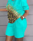 Independent Station Spring And Summer Fashion Positioning Printing Short-Sleeved 2-Piece Set Of Women-Outfit