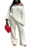 Toloer New Women's Wear Casual Solid Color Loose Knit Suit-Outfit