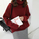 Cashmere Sweater Woman Fashion Loose Thick Warm Pullover Tops 2021 Winter Solid Jumper Female Knitted Wool