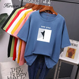 Cartoon Printed Cotton Summer T Shirts Women Soft Kawaii Loose Tees Female Plus Size Short Sleeve Tops for Lady