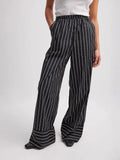 Eastern Women's OL Elegant Wind Button Striped Broad Leg Trousers Set Commuting 2025