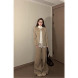 Old Money Style Wearing Long-Sleeved Wool Coat Autumn And Winter Lace Bottoming Sleeves Sleeves Three