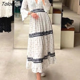 French White Dress Cotton Embroidered V-neck Elegant Ladies Dress Ruffle Hem Chic Autumn Dress Retro Luxury Brand
