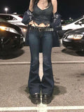 Washed Low Waist Flare Jeans-Outfit