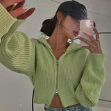 Y2K Double Zip Knit Top-Outfit