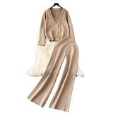 Small Fragrant Wind Two Sets Of Women's Autumn And Winter Knitted Jersey Jacket Sweater Casual