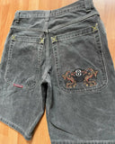 Selling Popular Style Y2K Hip Hop Original Dormitory Gothic Style Funny Style Printed Denim Shorts For Men-Outfit