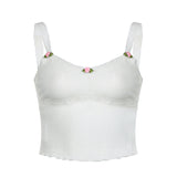 Girls Feel Special Texture Floral Vest 2024 Spring And Summer New Small Sexy V-Collar Slim Solid Color Halter Top-Outfit