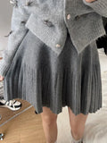 Knitted Pleated Mink Skirt-Outfit