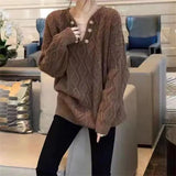 Twist Temperamental Sweater Blouse 2024 Autumn And Winter New Soft Wind Loose Sleeve Knitting Outside Women's Wear-Outfit
