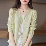 Toloer Hemp Knitting Cardigan Female Thin Ice Silk Linen Coat Sunscreen Clothes Summer Loose Outside The Shawl Air Conditioning Shirt-Outfit