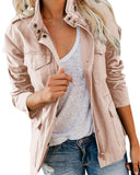 Women Zipper Jacket Autumn Female Outerwear Long Sleeve Casual Streetwear Coat Windbreaker Anorak Stand Collar Military