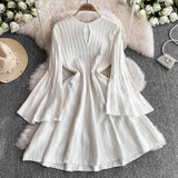 High-End Knitted Dress Women Autumn And Winter Royal Sister Temperament Dating Short Skirt French Waist Sweater