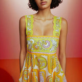 Sexy Sling Belt Quality Print High-Waisted Dress Woman In Summer