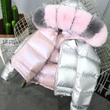 Real Fur Collar Loose Winter Down Coat Women Puffer Female Warm Autumn Feather Jacket For Girl Parka Coats Outerwear