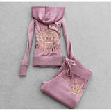 Piece Casual Velet Tracksuit Women's Sets Hooded Long Sleeve Women Zipper Suit Spring Fall Letter Pattern Sport Pants 1028-1-Outfit