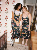 Women's 2024 Vintage Y2K Table Collection Print Sleeveless Backless Midi Bodycon Party Slip Cami A-Line Long Dress-Outfit