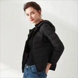 New Seamless High-End Down Jacket Women's Short Thin Autumn And Winter Hooded Outdoor Sports Large Size Coat Tide-Outfit