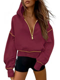 Women's Clothing 2025 Spring And Autumn Half Zipper Short Hoodie Women