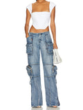 Toloer Style Advanced Sense Of Casual Jeans 2024 New Autumn Waist Long Straight Tube Cargo Pants Woman-Outfit
