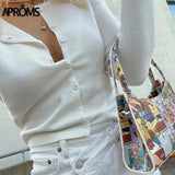 Aproms Candy Color Ribbed Knitted Cardigan Women Autumn Winter Long Sleeve Basic Cropped Sweaters Female Casual Short Jumper