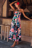 Summer Dress Hanging Neck Sleeveless Print A-Shaped Bohemian Long Dress
