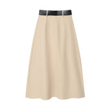 New With Belt Cape-Type Midi Skirt