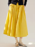 Spring Bright Yellow Dress Long Velvet Cotton Showing Thin And Comfortable Set Of Small Tight Folds Big Umbrella