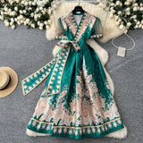 Retro Style Printed Dress Women's Summer Strap High Sense Design Light Luxury Temperament Chic