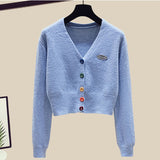 Toloer Summer Fashion Suit Female Net Red New Short Sweater Sweater With Sweatpants Casual Two Sets-Outfit