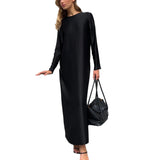 Toloer New 2023 Women's Bottom Dress Fashion Long Sleeve Slit Satin Pendant Wrap Hip Skirt-Outfit