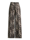 Toloer Tooling Fall 2024 New Fashion Personality Leopard Print Hole Straight Loose Long Jeans Women-Outfit