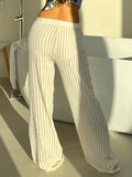 Holiday Style Texture Design Knitted Pants Micro-Through-Summer New Loose Lazy Comfortable