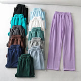 Summer New Wide-Legged Trousers Hong Kong Style Casual Floor Trousers Ladies Loose Exercise Leg Drawstring Trousers-Outfit