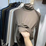 Toloer Shot Anti-Ball Cotton Pile Collar Wine Red Bottom Shirt Autumn Long-Sleeved T-Shirt Women With Slim Turtleneck