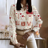 Patchwork Casual Shirt Blouse Woman Autumn Fashion Button Long Sleeve Shirts For Women 2023 White Print Office Top Femme-Outfit