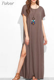 Maxi shirt women autumn winter beach sexy elegant casual Ukrainian bandage knitted black boho long dress plus