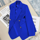 2025 New Grey Korean Blazer Lady French Style Fashion Suit