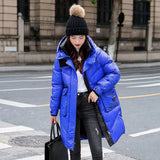 Winter Down Coat Women 2022 Long Parka Warm Winter Snow Jacket Casual Thick Hooded Black Puffer Jacket Bright