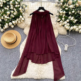 Luxury Famous Woman Hanging Neck Ribbon Woman 2025 Summer Atmosphere Feeling Thin Irregular Chiffon